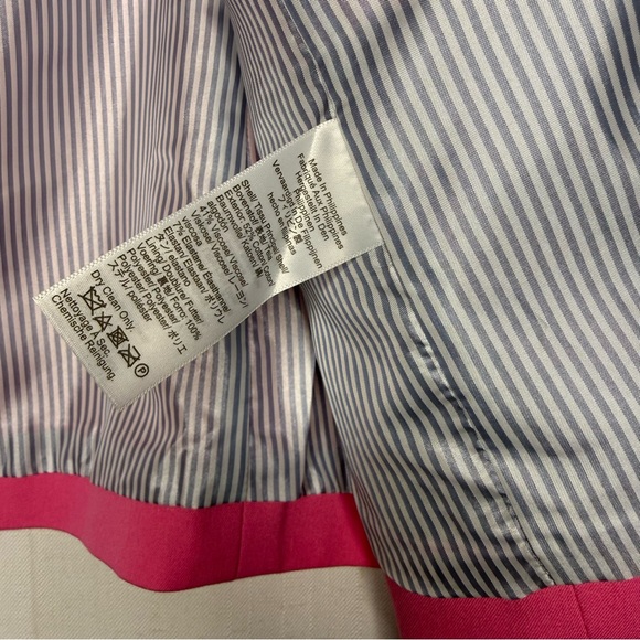 J. Crew SMALL Bright Pink Cotton Two-Button Women's Blazer with Satin Liner - Picture 7 of 12